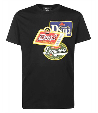 DSQUARED2 unikatowy męski t-shirt BLACK