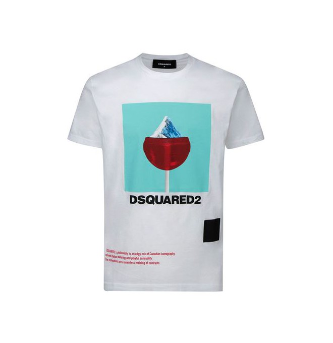 DSQUARED2 luksusowy włoski t-shirt koszulka BIANCO