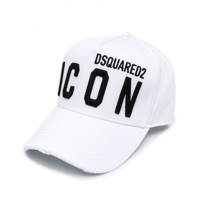 DSQUARED2 ICON włoska czapka z daszkiem WHITE