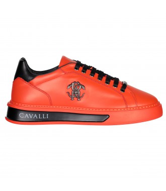ROBERTO CAVALLI luksusowe włoskie buty SNAKE sneakers CORALLO