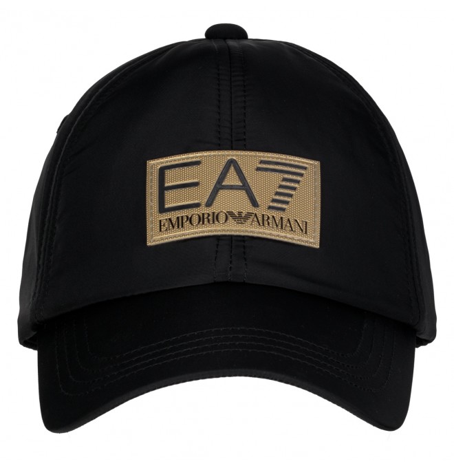 EMPORIO ARMANI EA7 efektowna czapka z daszkiem BLACK/ GOLD