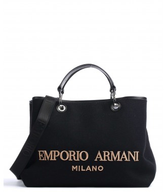 EMPORIO ARMANI luksusowa torebka SHOPPER bag BLACK/GOLD