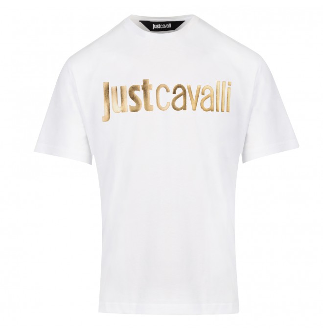 JUST CAVALLI markowy włoski t-shirt NOWOŚĆ GOLD
