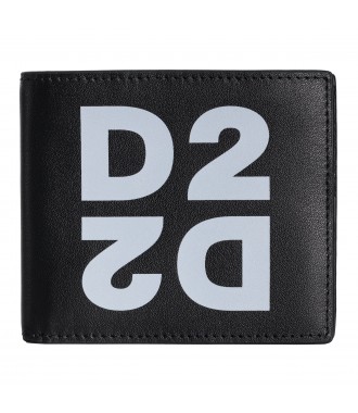 DSQUARED2 skórzany męski portfel D2 NERO