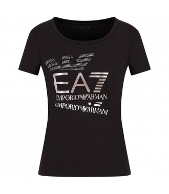 EMPORIO ARMANI EA7 markowy damski t-shirt BLACK/GOLD