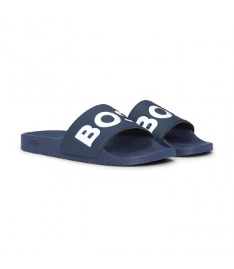 HUGO BOSS markowe włoskie klapki DARK BLUE